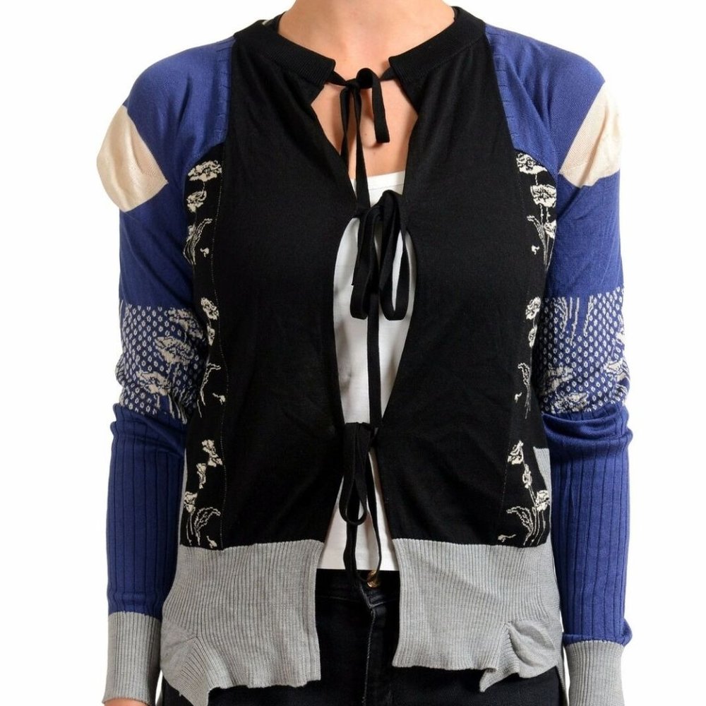 Maison Margiela Women's 100% Silk Multi-Color Knitted Cardigan Sweater Sz XS S
